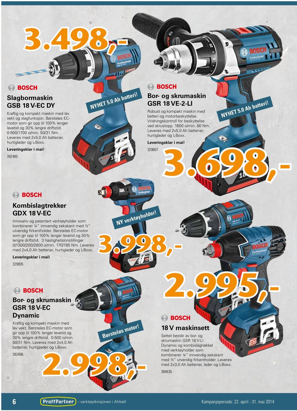 Børsteløs EC-motor som gir opp til 100% lenger levetid og 30% lengre driftstid. 3 hastighetsinnstillinger 0/1300/200/2800 o/min. 170/185 Nm. Leveres med 2x4,0 Ah batterier, hurtiglader og L-Boxx.