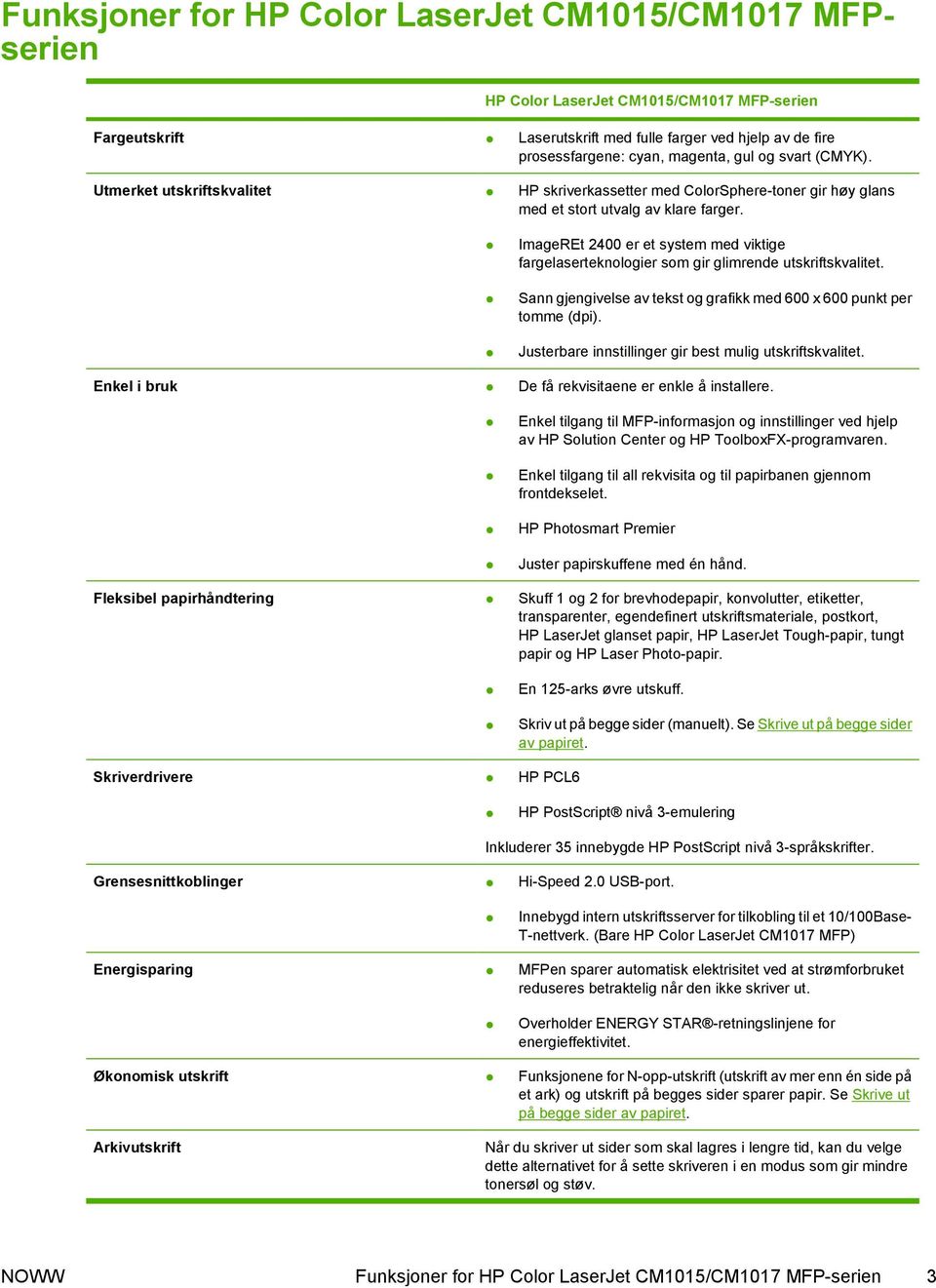 ImageREt 2400 er et system med viktige fargelaserteknologier som gir glimrende utskriftskvalitet. Sann gjengivelse av tekst og grafikk med 600 x 600 punkt per tomme (dpi).