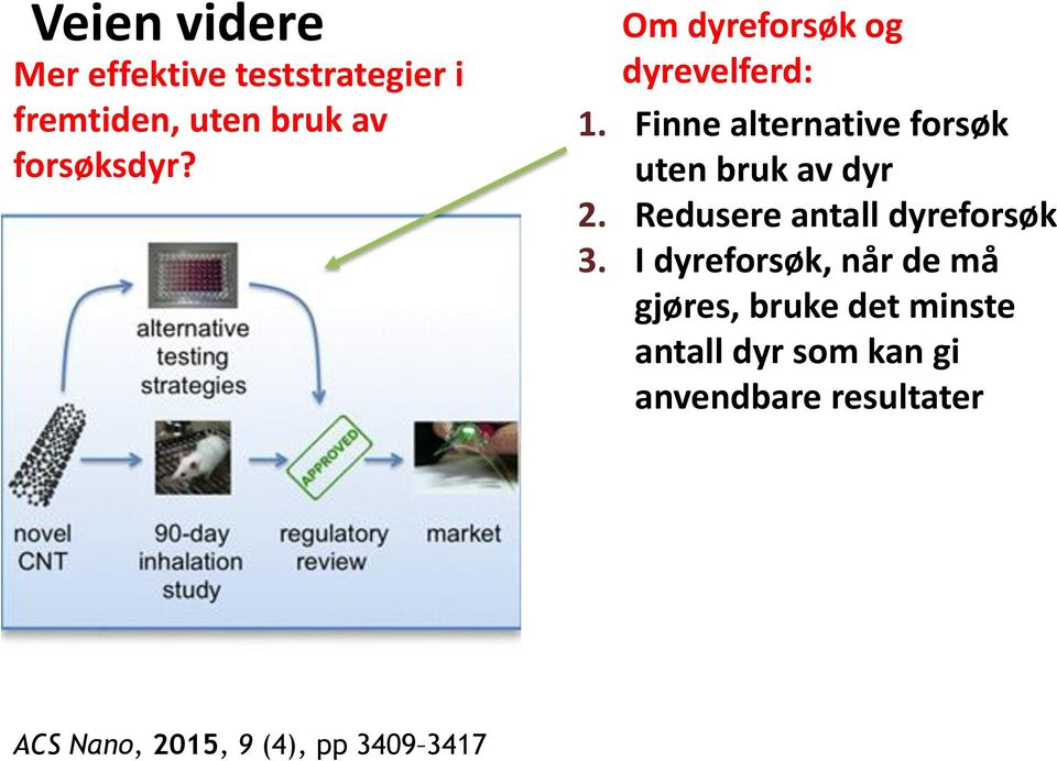 Redusere antall dyreforsøk 3.