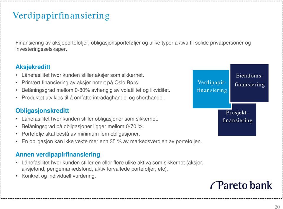 Produktet utvikles til å omfatte intradaghandel og shorthandel.