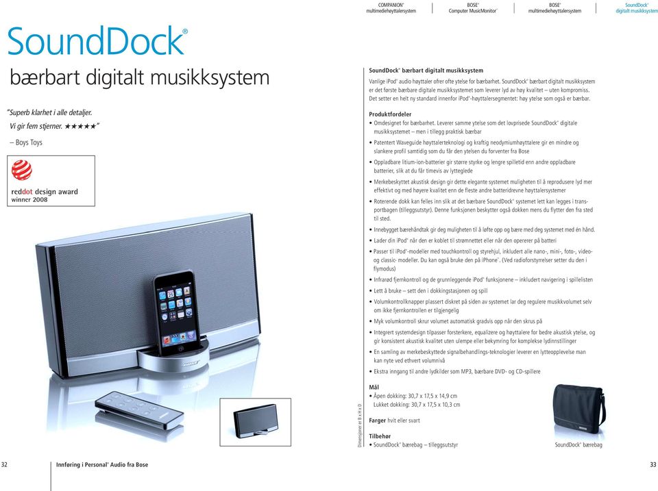 bærbart er det første bærbare digitale musikksystemet som leverer lyd av høy kvalitet uten kompromiss. Det setter en helt ny standard innenfor ipod -høyttalersegmentet: høy ytelse som også er bærbar.