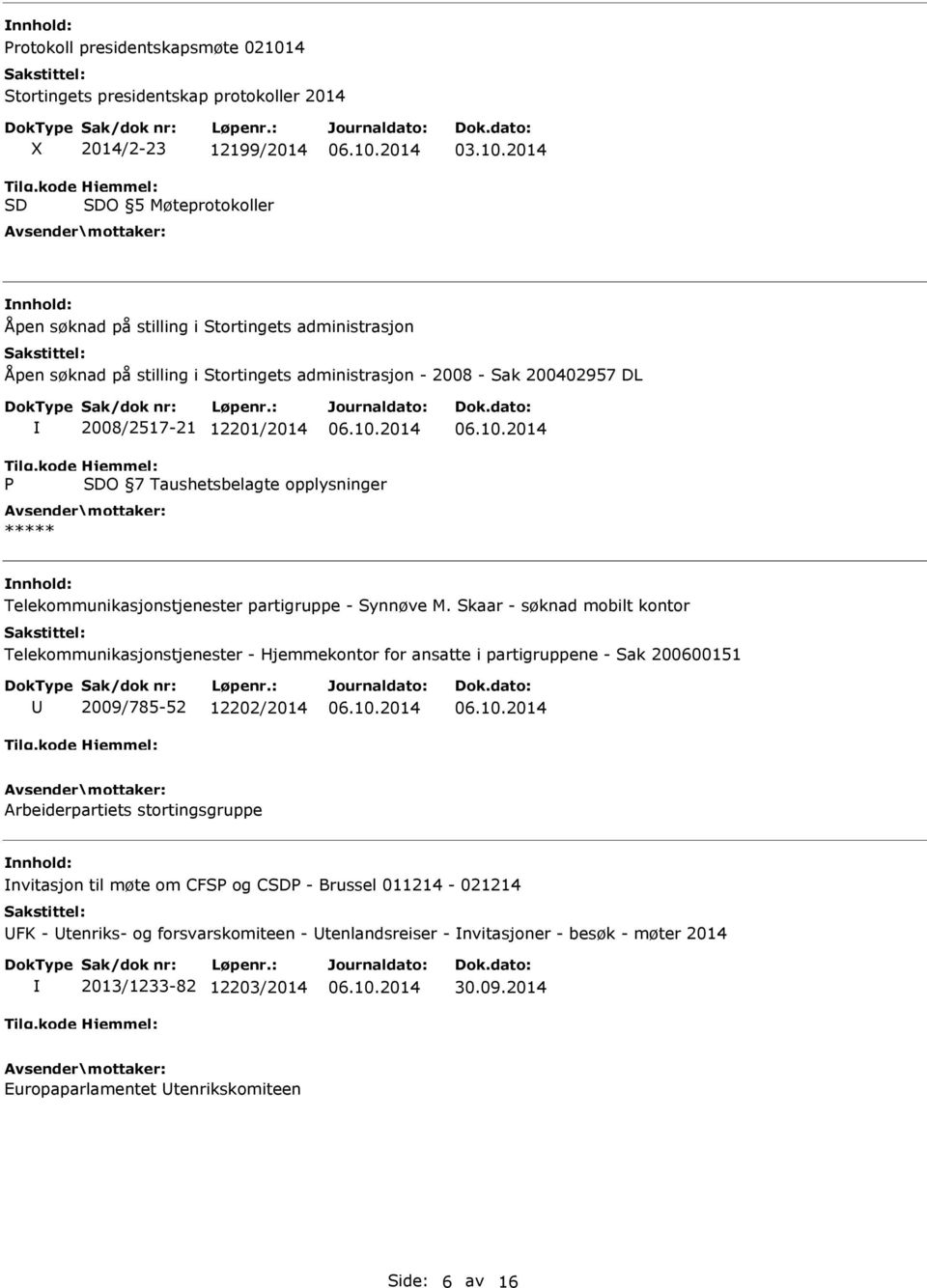 Skaar - søknad mobilt kontor Telekommunikasjonstjenester - Hjemmekontor for ansatte i partigruppene - Sak 200600151 2009/785-52 12202/2014 Arbeiderpartiets stortingsgruppe nvitasjon