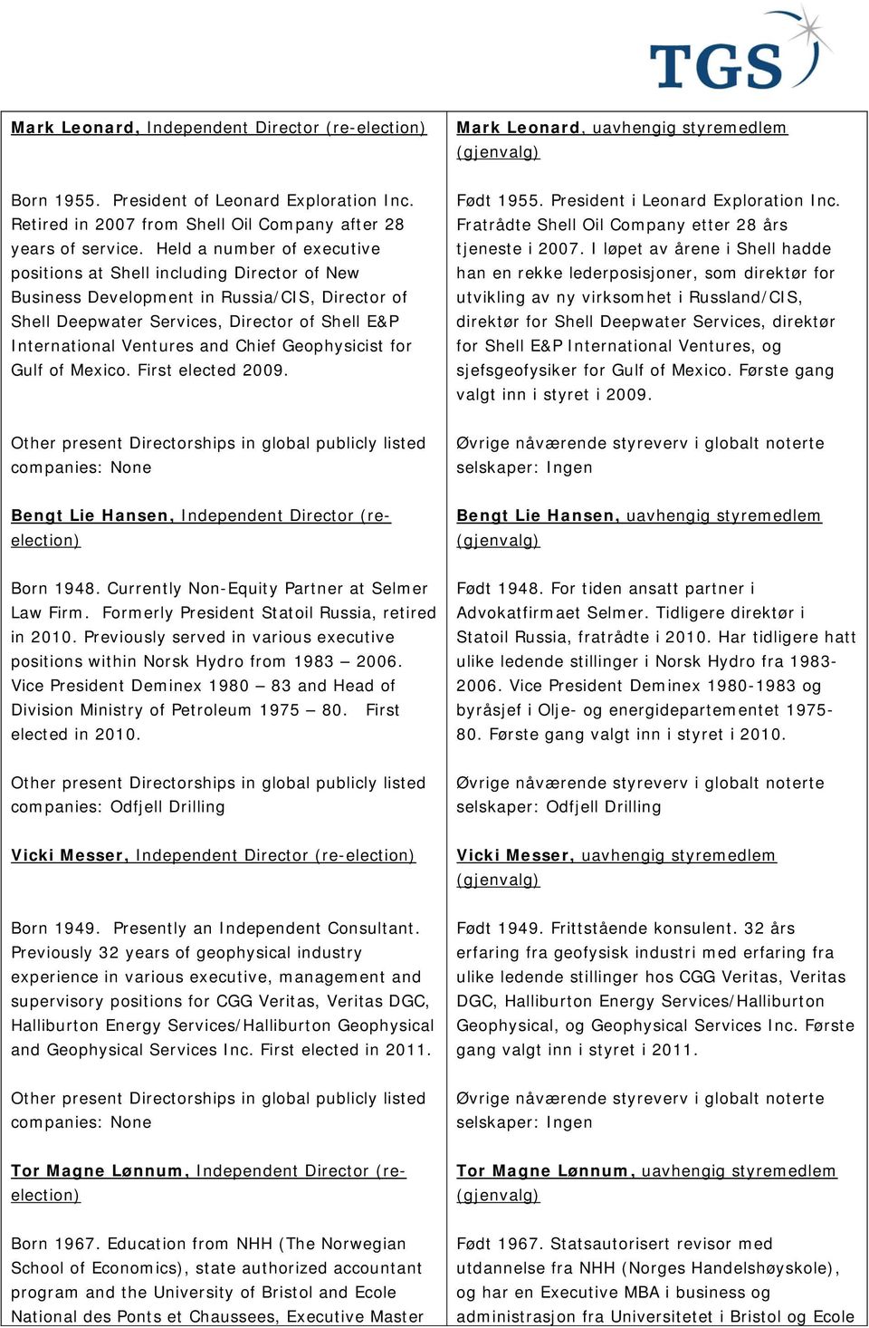 Held a number of executive positions at Shell including Director of New Business Development in Russia/CIS, Director of Shell Deepwater Services, Director of Shell E&P International Ventures and