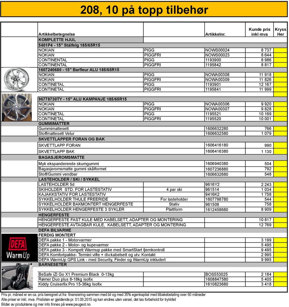 1607240680-15" Barfleur ALU 185/65R15 NOKIAN PIGG NOWA00308 11 918 NOKIAN PIGGFRI NOWA00309 11 826 CONTINETAL PIGG 1193901 12 167 CONTINETAL PIGGFRI 1195841 11 999 Kryss Her 96778730TY - 15" ALU