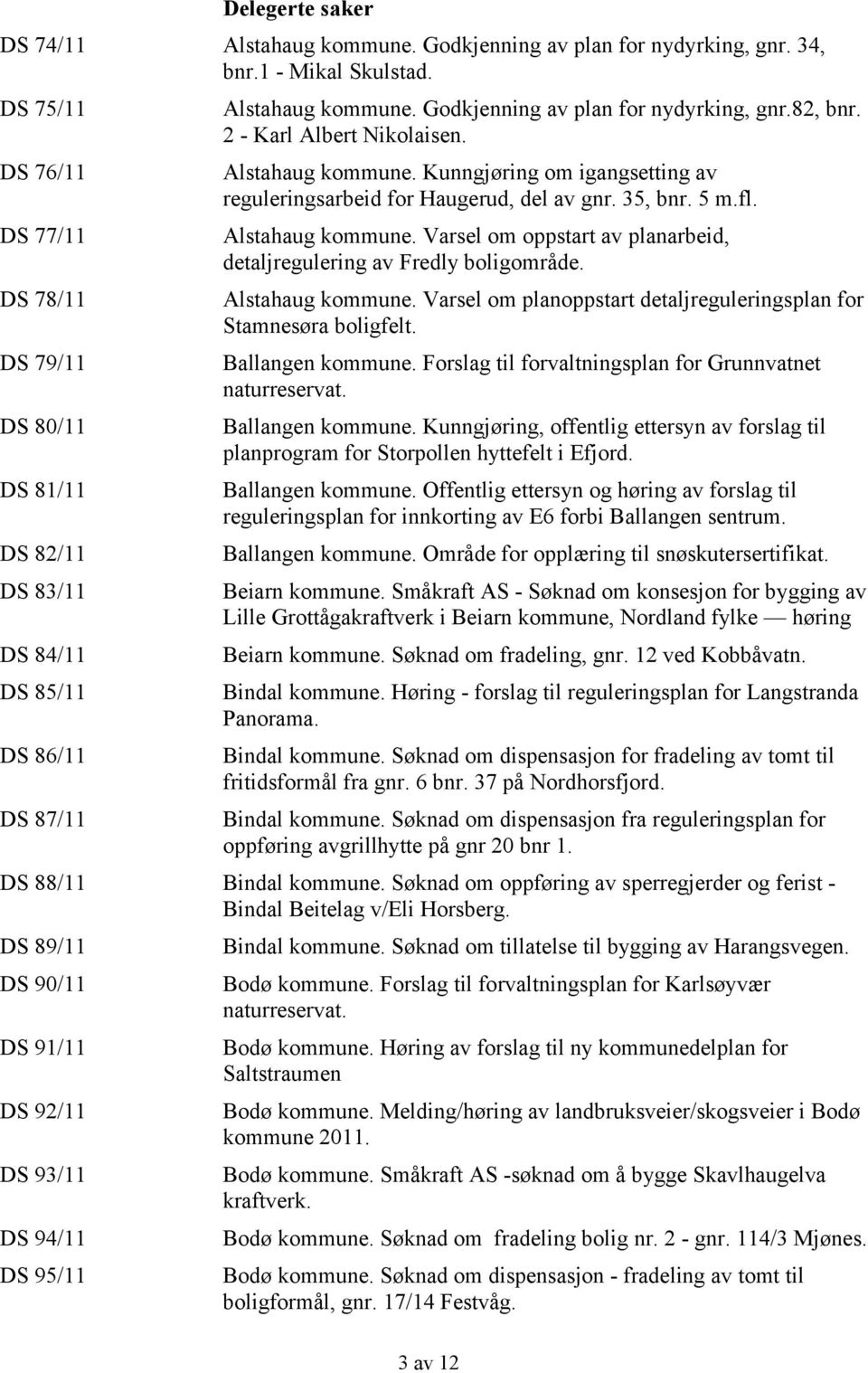 2 - Karl Albert Nikolaisen. Alstahaug kommune. Kunngjøring om igangsetting av reguleringsarbeid for Haugerud, del av gnr. 35, bnr. 5 m.fl. Alstahaug kommune. Varsel om oppstart av planarbeid, detaljregulering av Fredly boligområde.