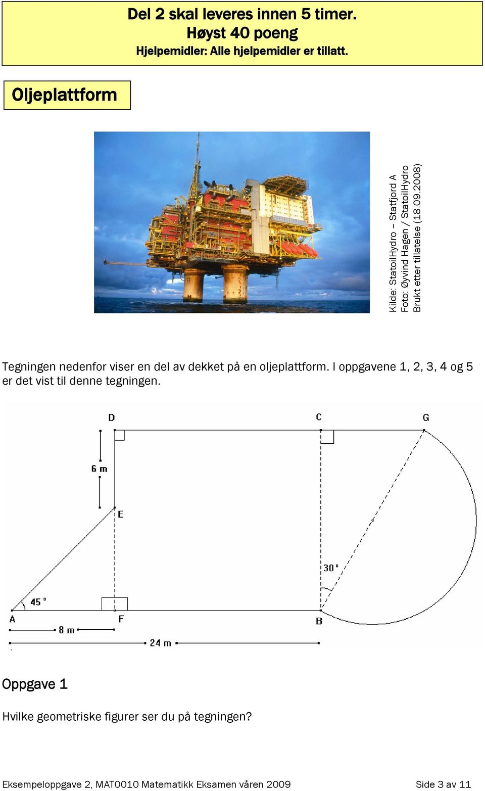 2008) Tegningen nedenfor viser en del av dekket på en oljeplattform.