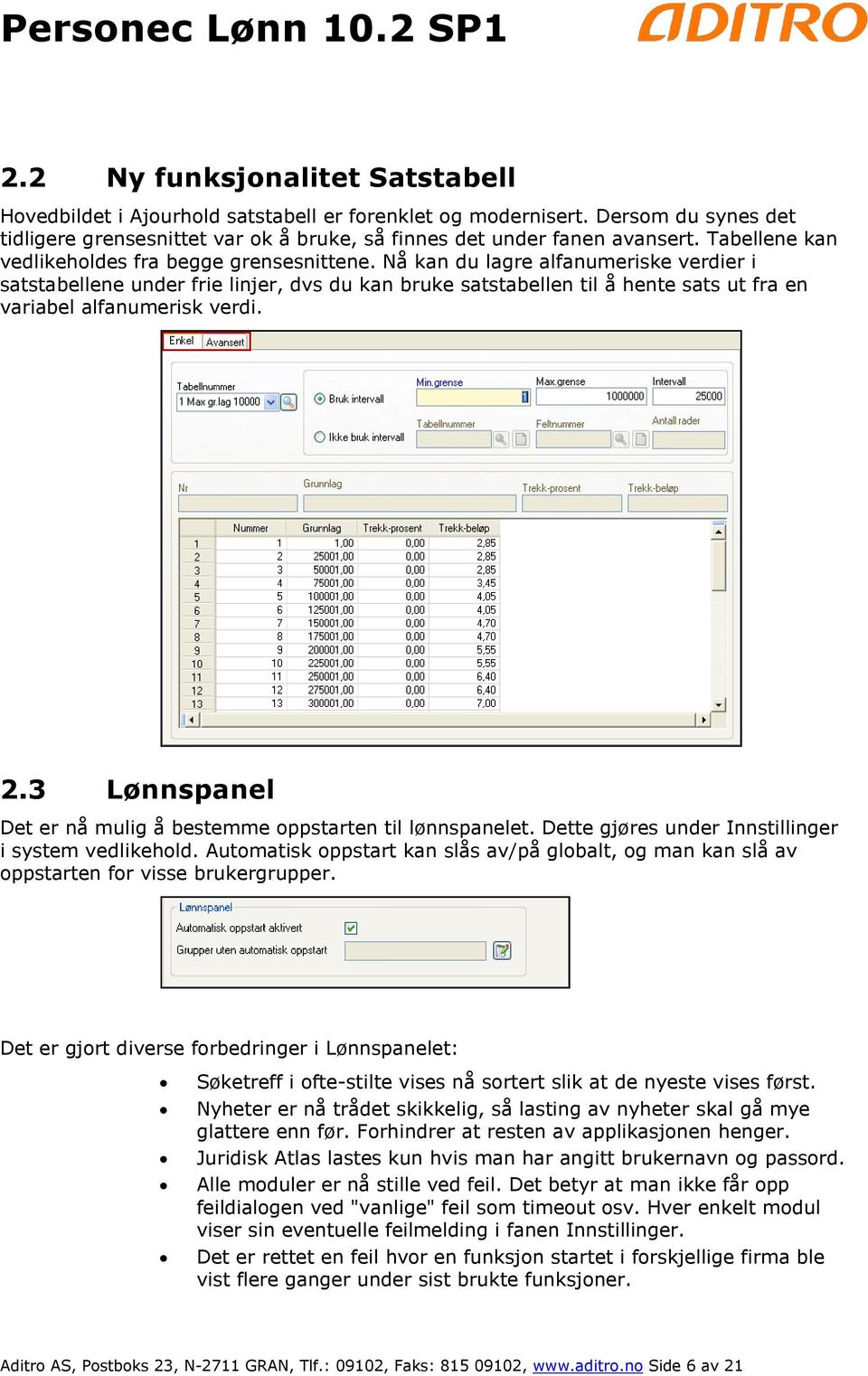 Nå kan du lagre alfanumeriske verdier i satstabellene under frie linjer, dvs du kan bruke satstabellen til å hente sats ut fra en variabel alfanumerisk verdi. 2.