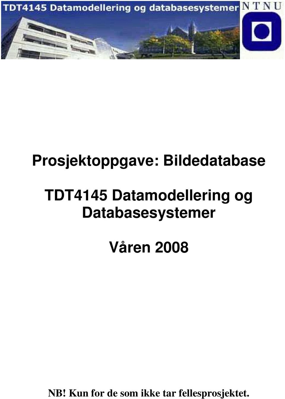 Databasesystemer Våren 2008 NB!
