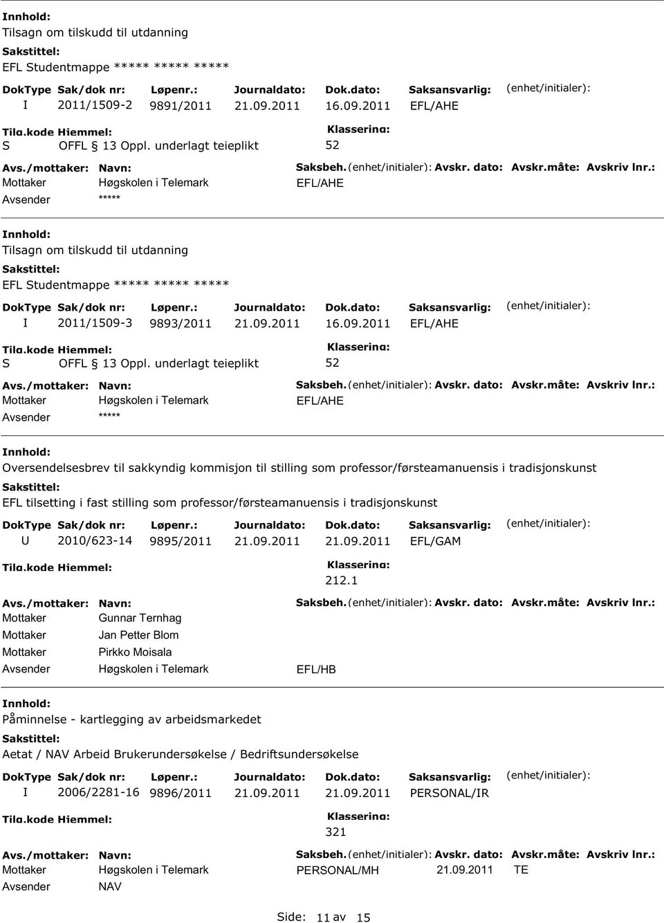 : EFL/AHE Oversendelsesbrev til sakkyndig kommisjon til stilling som professor/førsteamanuensis i tradisjonskunst EFL tilsetting i fast stilling som professor/førsteamanuensis i tradisjonskunst