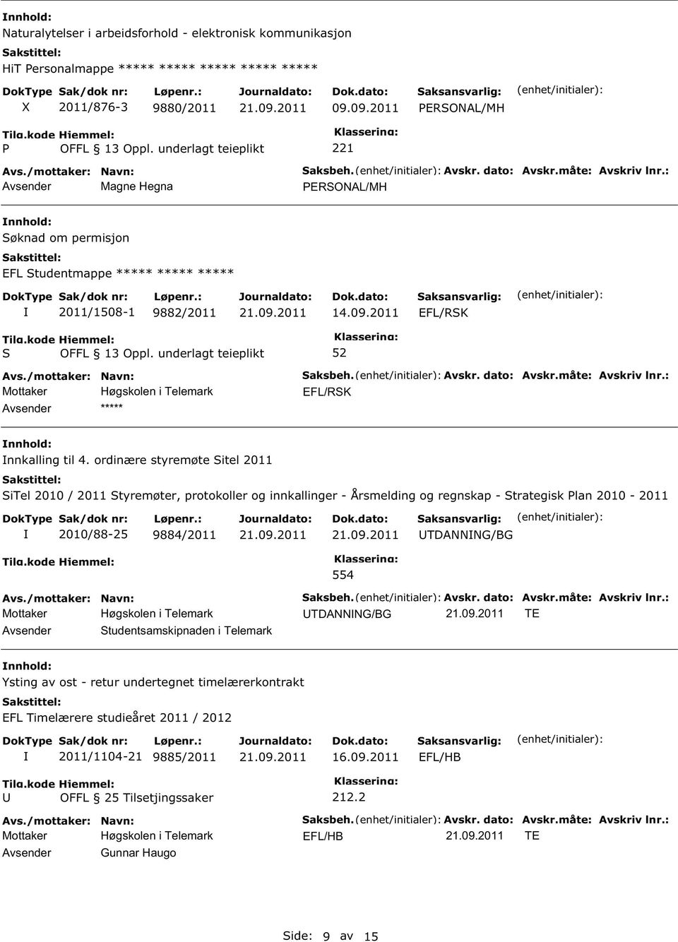 ordinære styremøte itel 2011 itel 2010 / 2011 tyremøter, protokoller og innkallinger - Årsmelding og regnskap - trategisk lan 2010-2011 2010/88-25 9884/2011 TDANNNG/BG 554 aksbeh. Avskr. dato: Avskr.