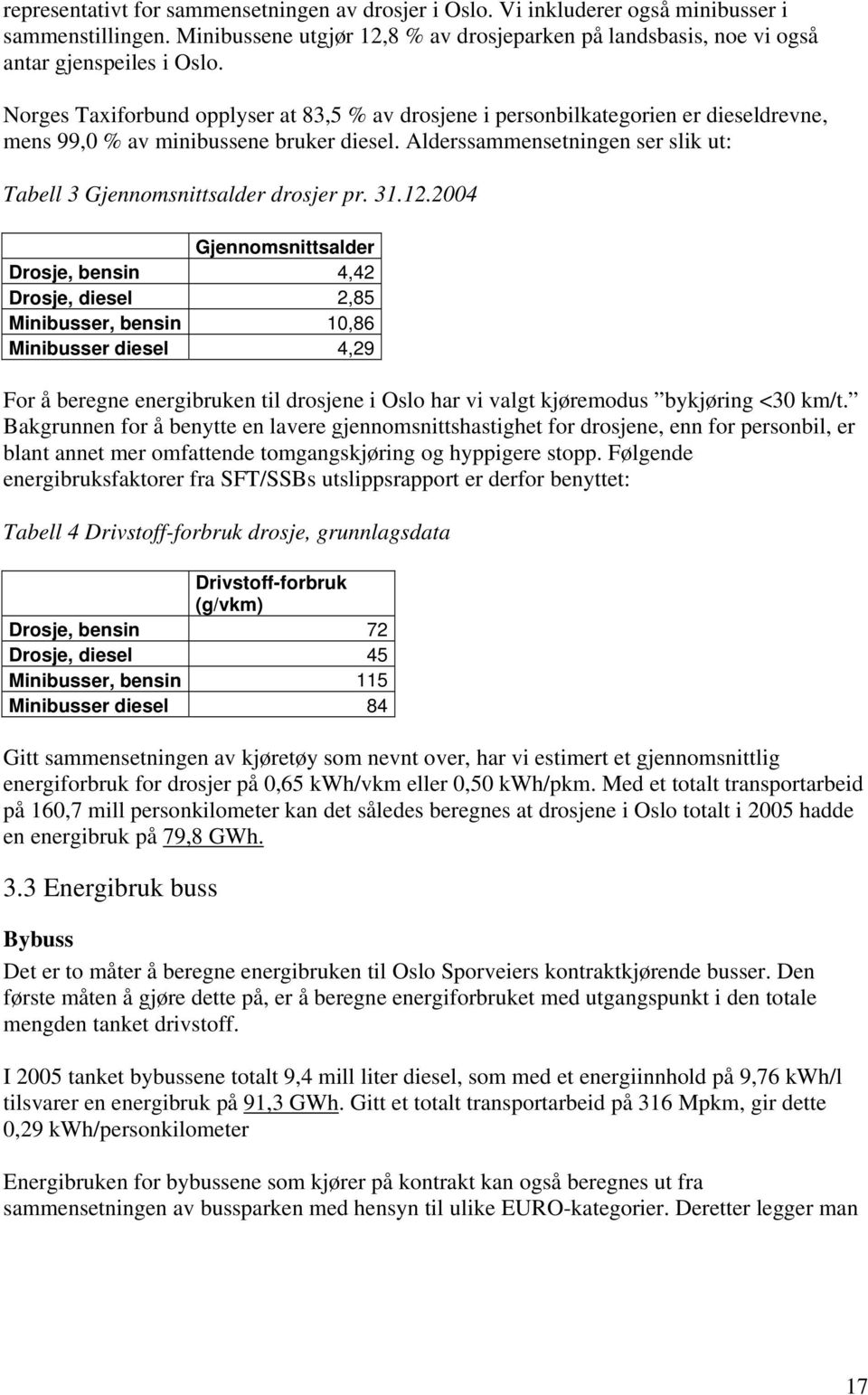 Alderssammensetningen ser slik ut: Tabell 3 Gjennomsnittsalder drosjer pr. 31.12.