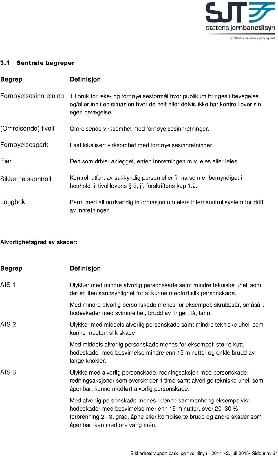 Fast lokalisert virksomhet med fornøyelsesinnretninger. Den som driver anlegget, enten innretningen m.v. eies eller leies.