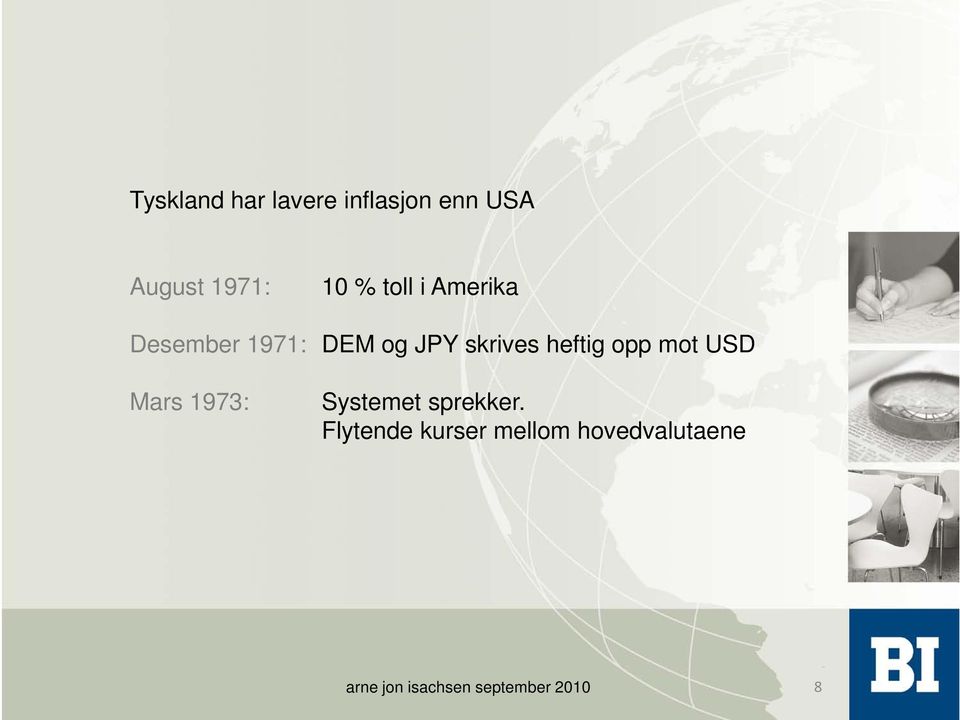 JPY skrives heftig opp mot USD Mars 1973: