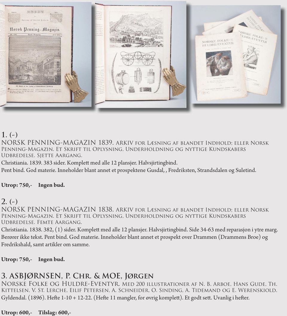 Utrop: 750,- Ingen bud. 2. (-) NORSK PENNING-MAGAZIN 1838. ARKIV for Læsning af blandet Indhold; eller Norsk Penning-Magazin. Et Skrift til Oplysning, Underholdning og nyttige Kundskabers Udbredelse.