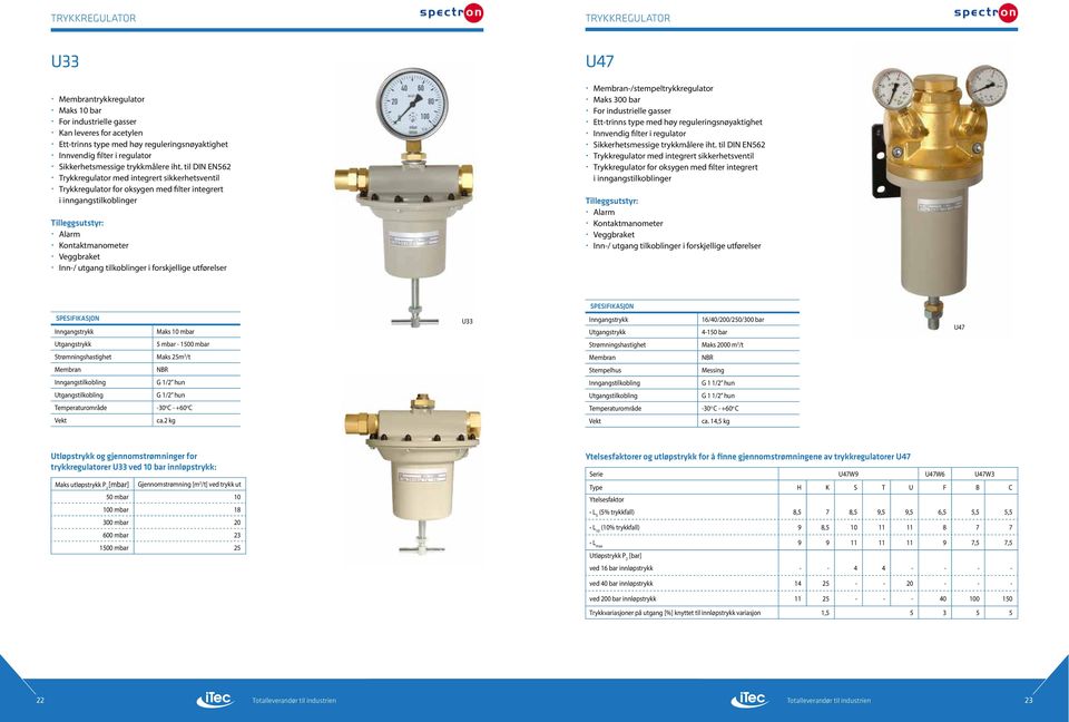 til DIN EN562 Trykkregulator med integrert sikkerhetsventil Trykkregulator for oksygen med filter integrert i inngangstilkoblinger Tilleggsutstyr: Alarm Kontaktmanometer Veggbraket Inn/ utgang