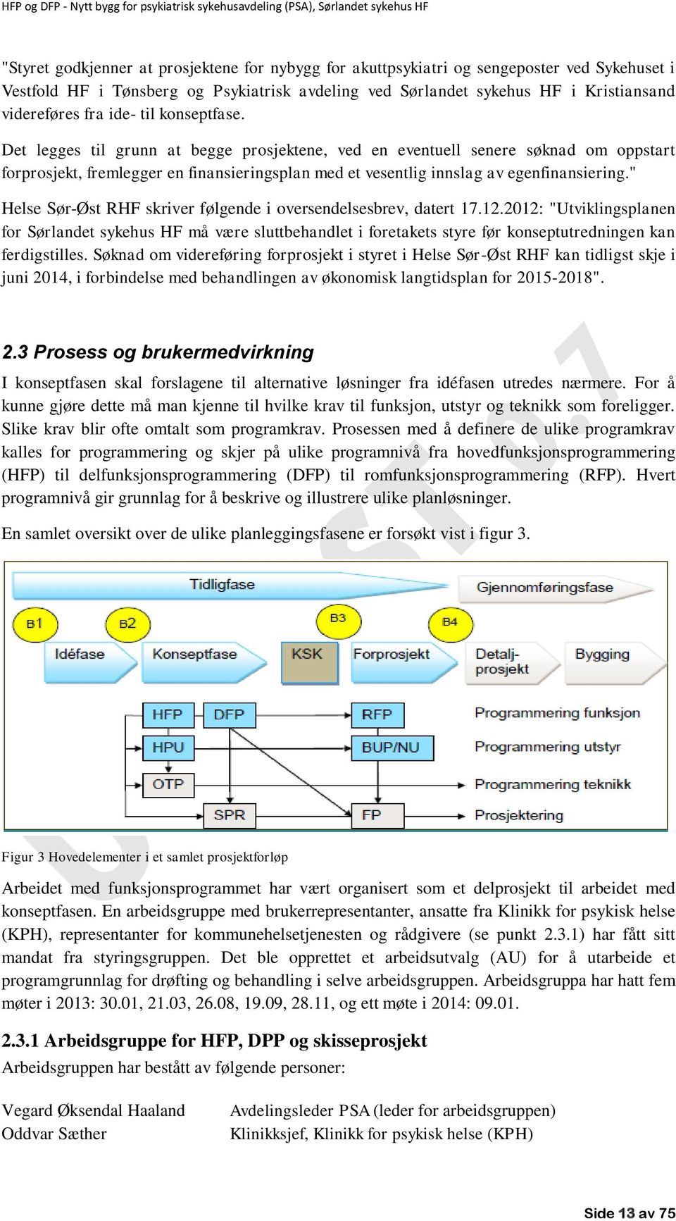 " Helse Sør-Øst RHF skriver følgende i oversendelsesbrev, datert 17.12.