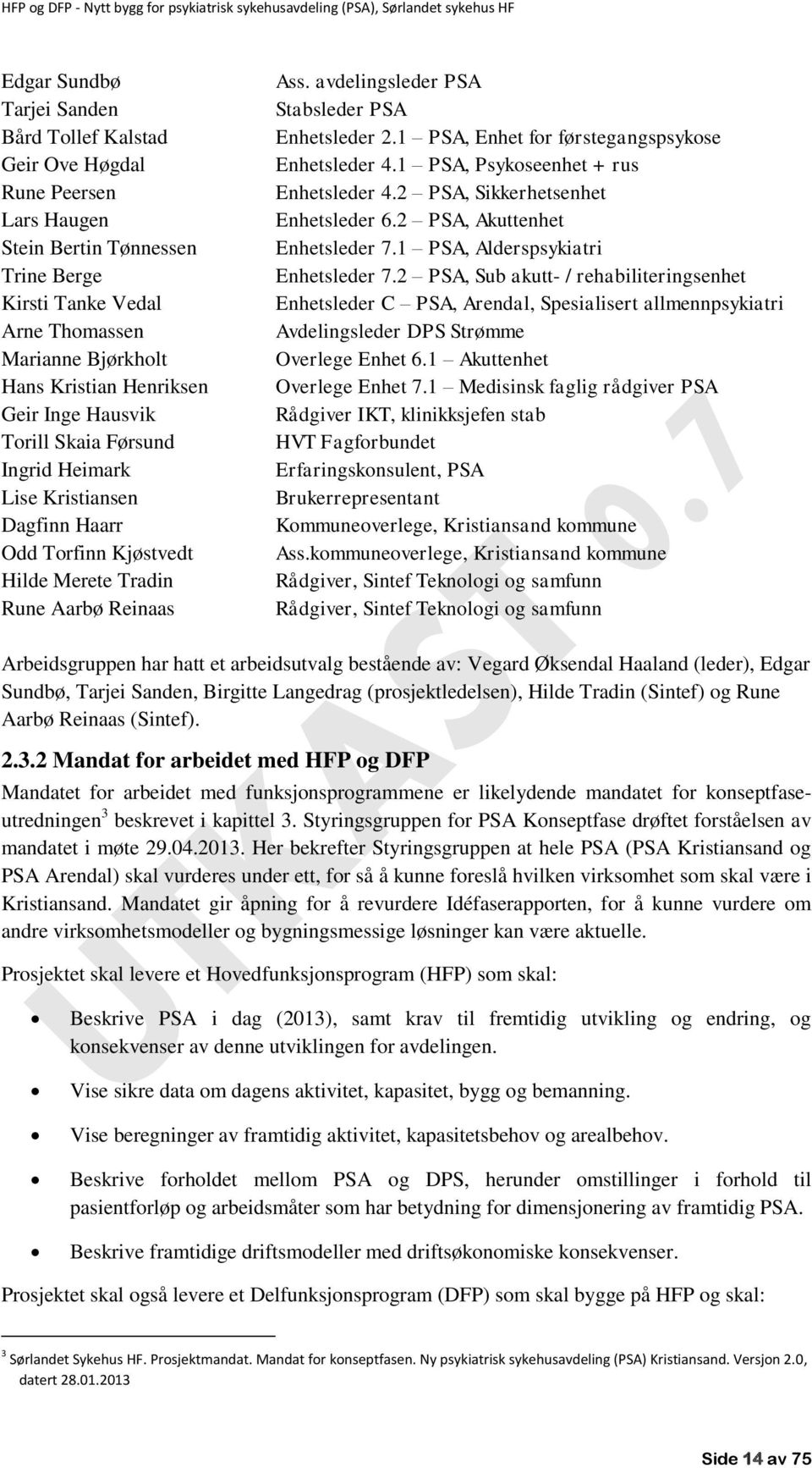 1 PSA, Enhet for førstegangspsykose Enhetsleder 4.1 PSA, Psykoseenhet + rus Enhetsleder 4.2 PSA, Sikkerhetsenhet Enhetsleder 6.2 PSA, Akuttenhet Enhetsleder 7.1 PSA, Alderspsykiatri Enhetsleder 7.