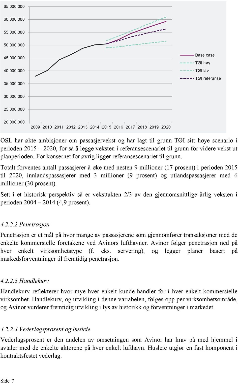 planperioden. For konsernet for øvrig ligger referansescenariet til grunn.