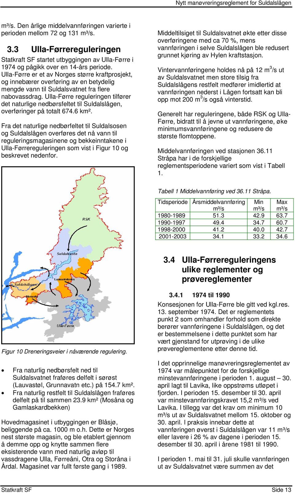 Ulla-Førre reguleringen tilfører det naturlige nedbørsfeltet til Suldalslågen, overføringer på totalt 674.6 km².