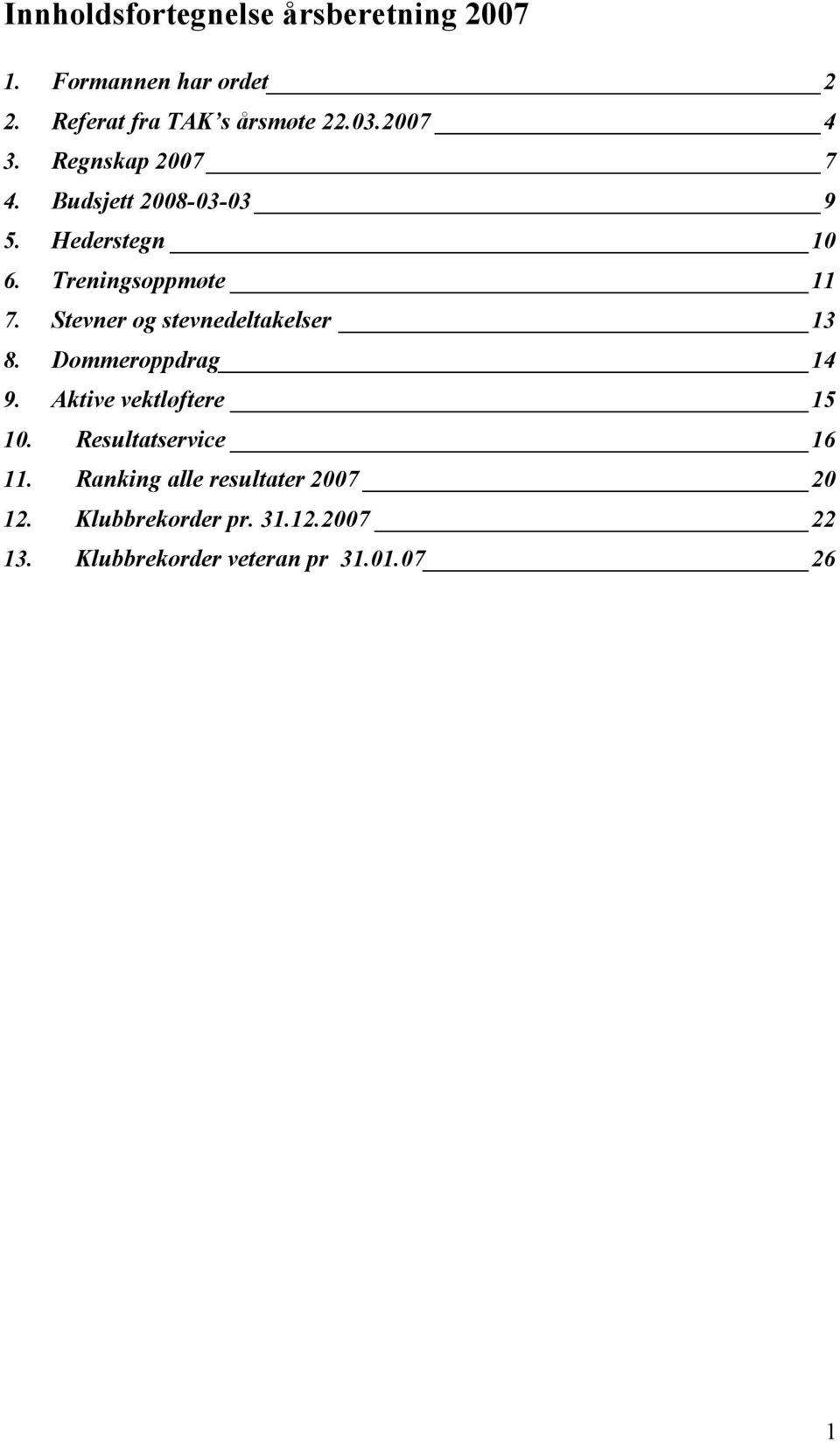 Stevner og stevnedeltakelser 13 8. Dommeroppdrag 14 9. Aktive vektløftere 15 10.