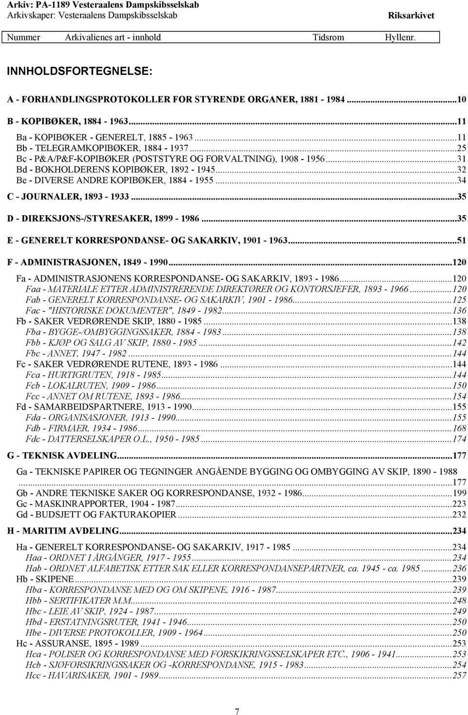 ..35 D - DIREKSJONS-/STYRESAKER, 1899-1986...35 E - GENERELT KORRESPONDANSE- OG SAKARKIV, 1901-1963...51 F - ADMINISTRASJONEN, 1849-1990.