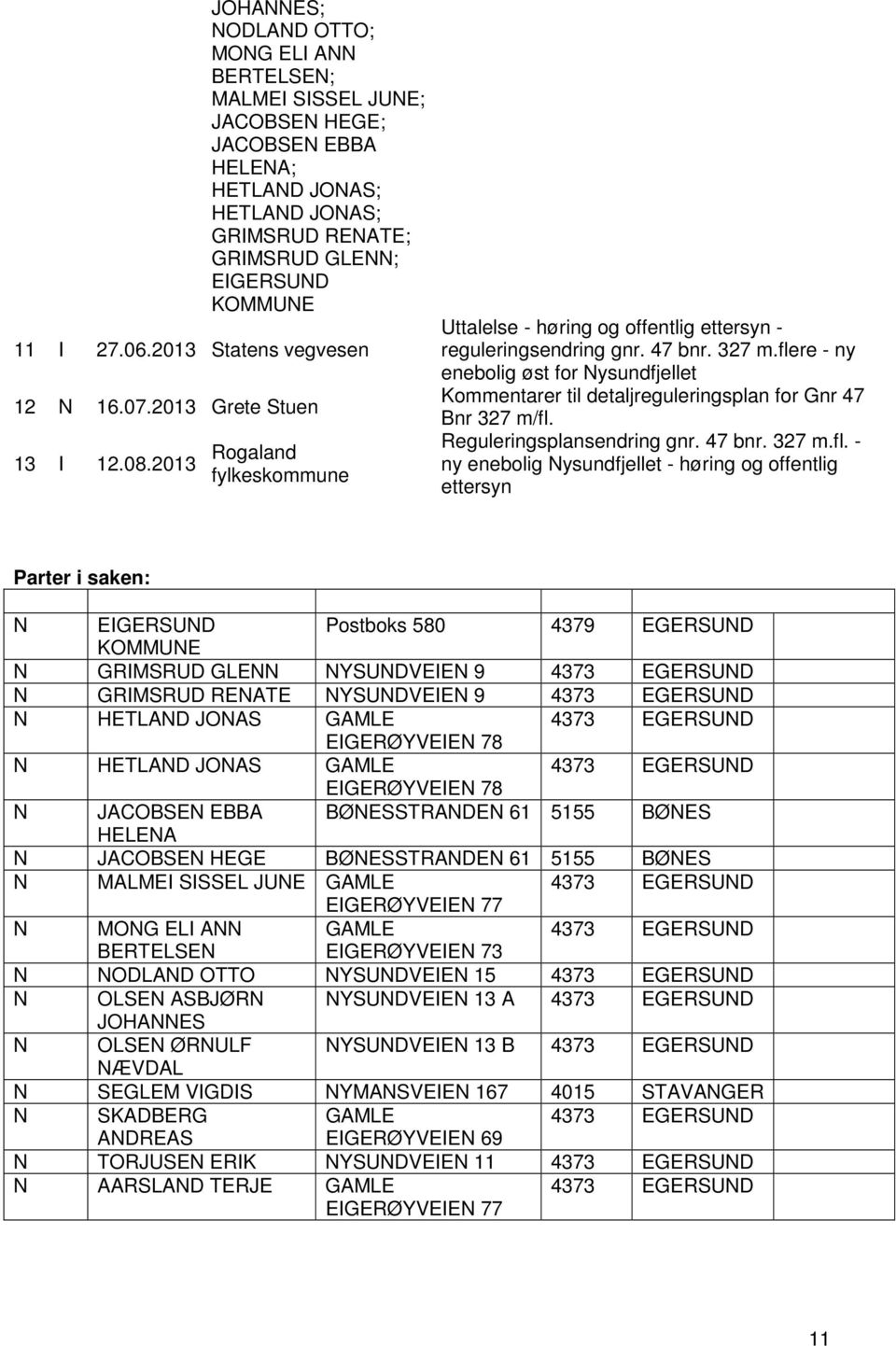 flere - ny enebolig øst for Nysundfjellet Kommentarer til detaljreguleringsplan for Gnr 47 Bnr 327 m/fl. Reguleringsplansendring gnr. 47 bnr. 327 m.fl. - ny enebolig Nysundfjellet - høring og