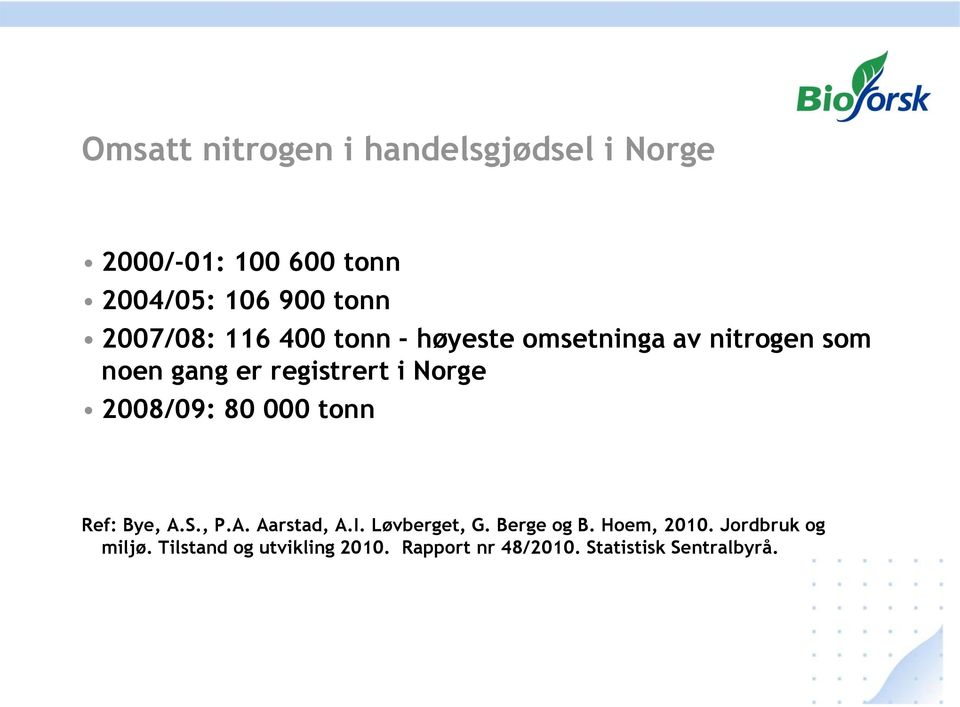 2008/09: 80 000 tonn Ref: Bye, A.S., P.A. Aarstad, A.I. Løvberget, G. Berge og B.