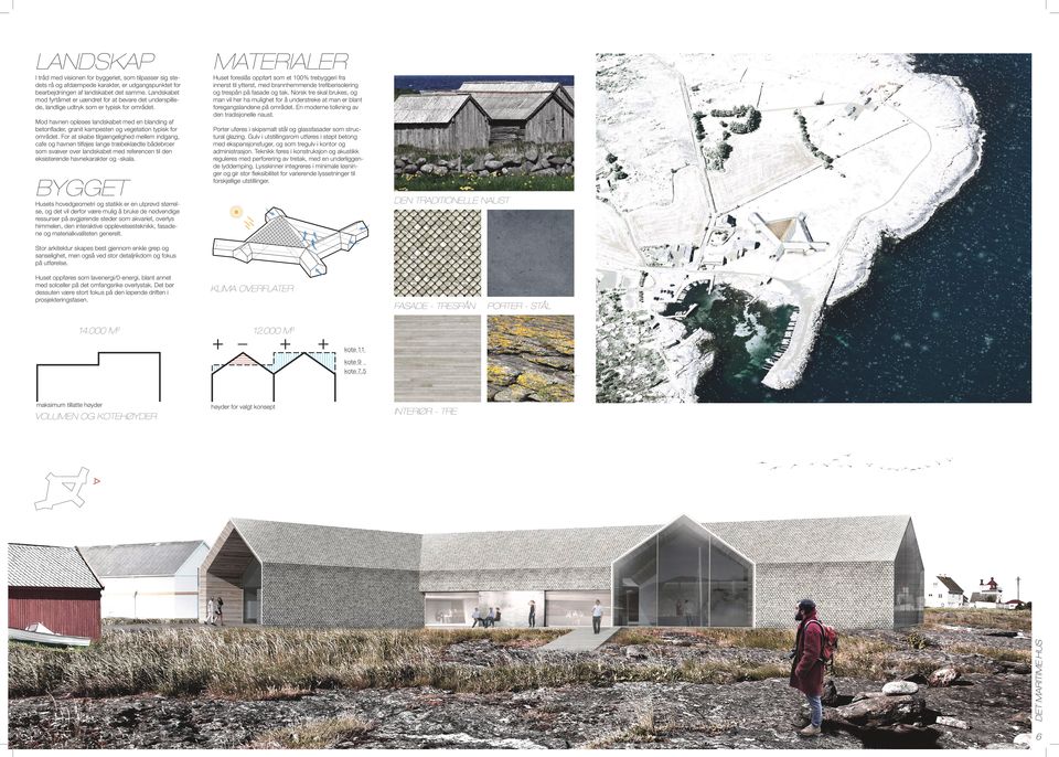 Mod havnen opløses landskabet med en blanding af betonflader, granit kampesten og vegetation typisk for området.