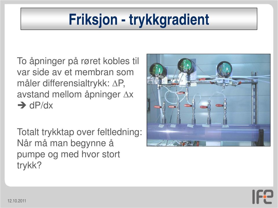 avstand mellom åpninger x dp/dx Totalt trykktap over