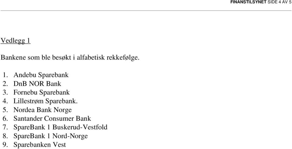 Lillestrøm Sparebank. 5. Nordea Bank Norge 6. Santander Consumer Bank 7.