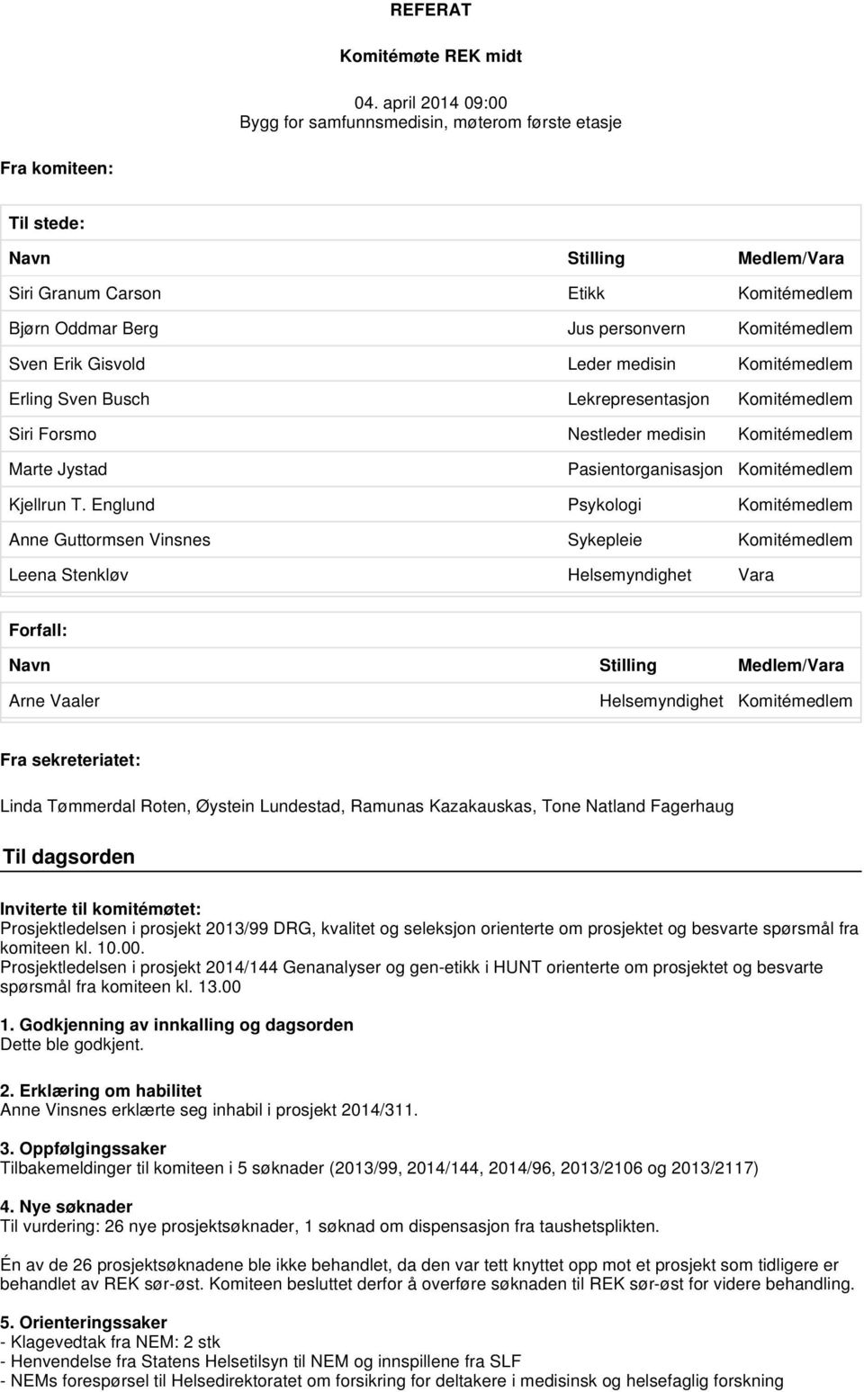 Sven Erik Gisvold Leder medisin Komitémedlem Erling Sven Busch Lekrepresentasjon Komitémedlem Siri Forsmo Nestleder medisin Komitémedlem Marte Jystad Pasientorganisasjon Komitémedlem Kjellrun T.