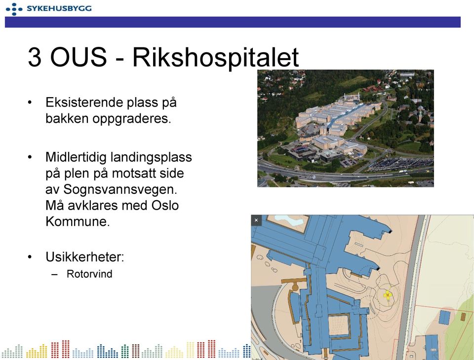 Midlertidig landingsplass på plen på motsatt