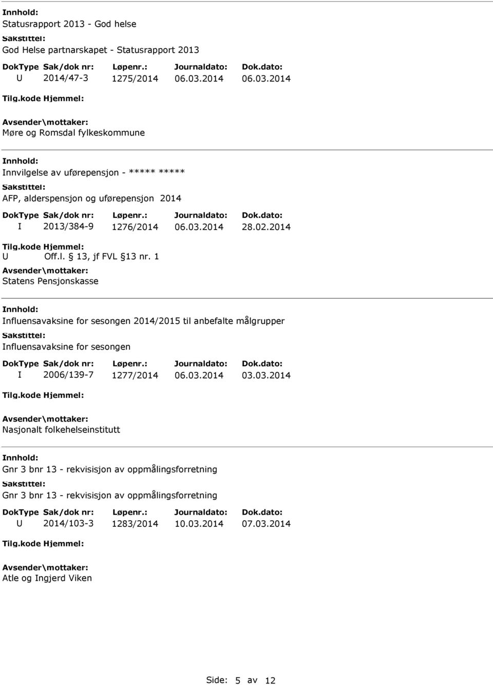 2014 nfluensavaksine for sesongen 2014/2015 til anbefalte målgrupper nfluensavaksine for sesongen 2006/139-7 1277/2014 03.