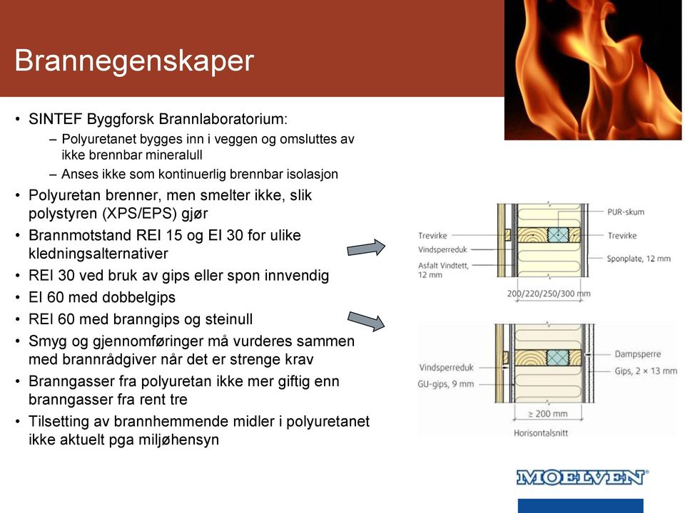 ved bruk av gips eller spon innvendig EI 60 med dobbelgips REI 60 med branngips og steinull Smyg og gjennomføringer må vurderes sammen med brannrådgiver når