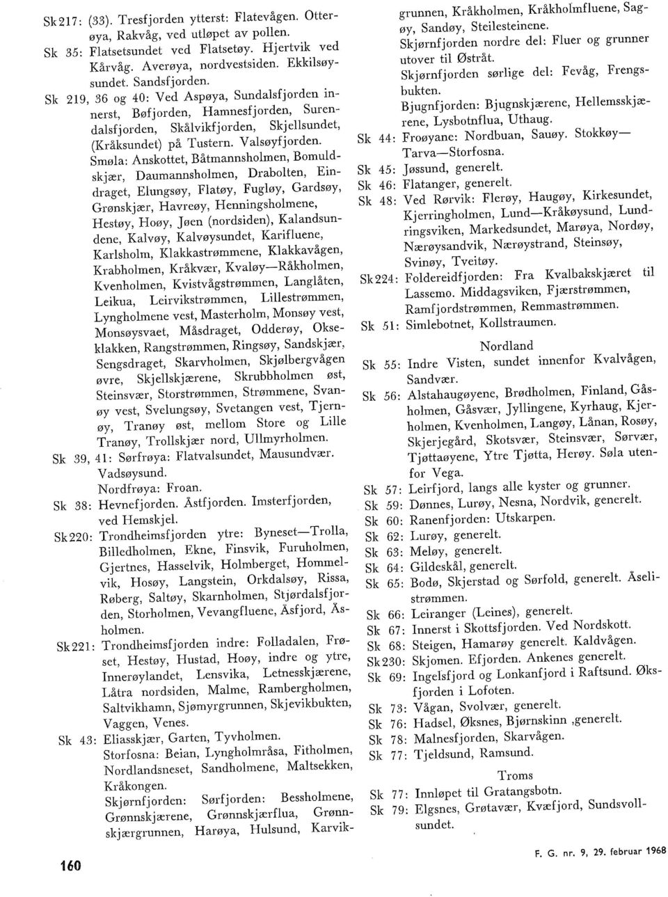 Smøa: Anskottet, Båtmannshomen, Bomudskjær, Daumannshomen, Draboten, Eindraget, Eungsøy, Fatøy, Fugøy, Gardsøy, Grønskjær, Havreøy, Henningshomene, Hestøy, Hoøy, Jøen (nordsiden), Kaandsundene,