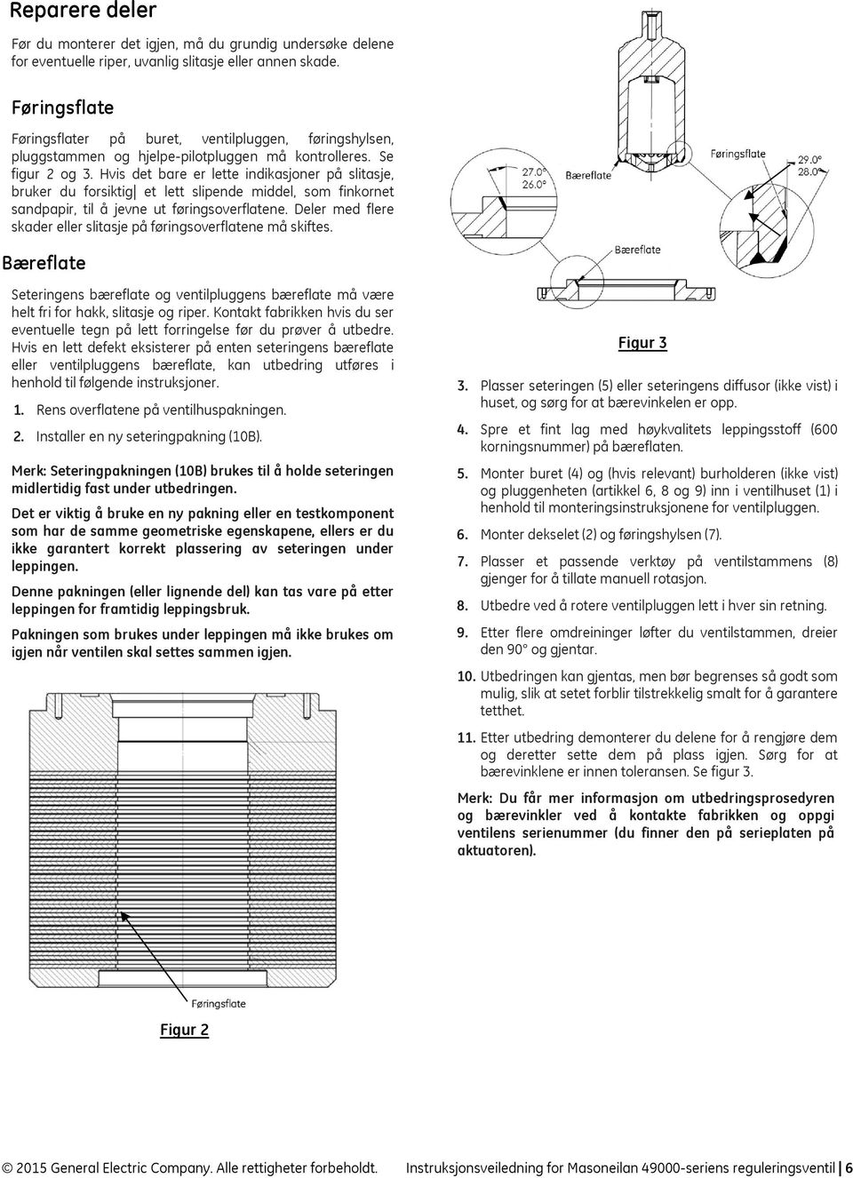 Hvis det bare er lette indikasjoner på slitasje, bruker du forsiktig et lett slipende middel, som finkornet sandpapir, til å jevne ut føringsoverflatene.