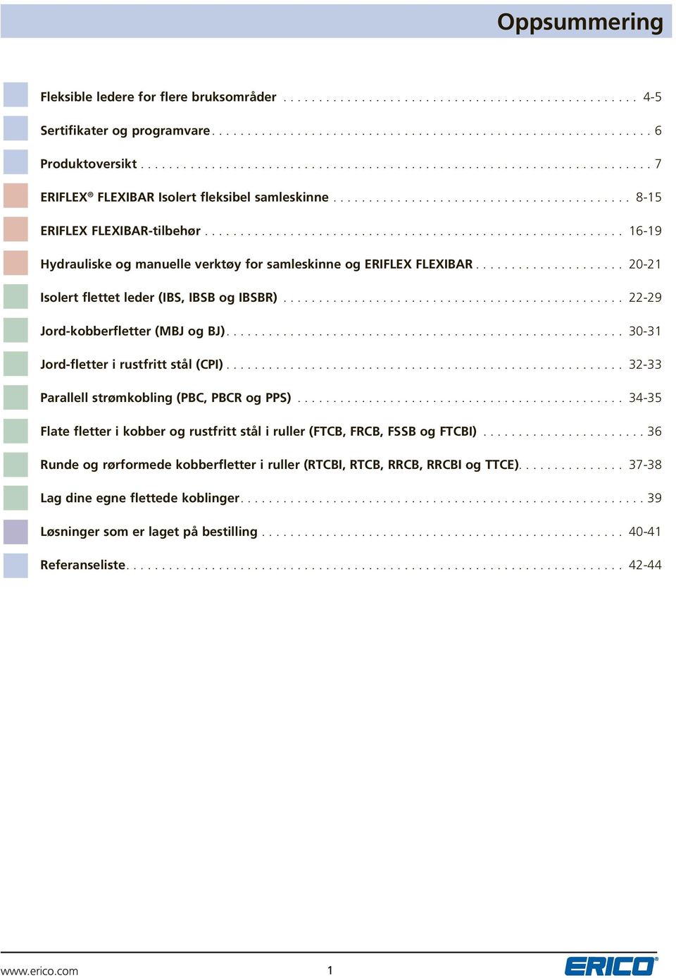 .......................................................... 16-19 Hydrauliske og manuelle verktøy for samleskinne og ERIFLEX FLEXIBR..................... 20-21 Isolert flettet leder (IBS, IBSB og IBSBR).