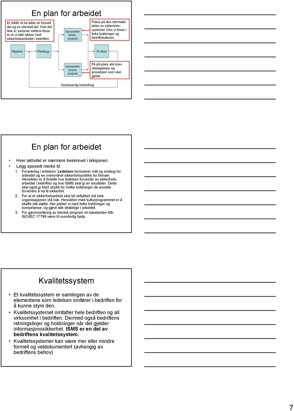 Oppstart Planlegg Evaluer Gjennomfør teknisk program Få på plass alle krav, retningslinjer og prosedyrer som skal gjelde.