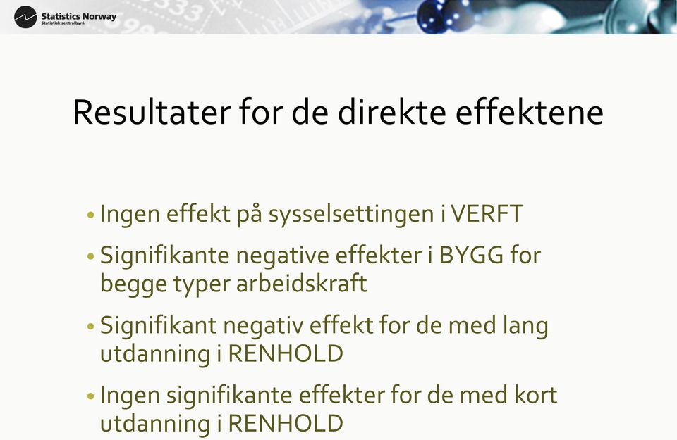 begge typer arbeidskraft Signifikant negativ effekt for de med lang