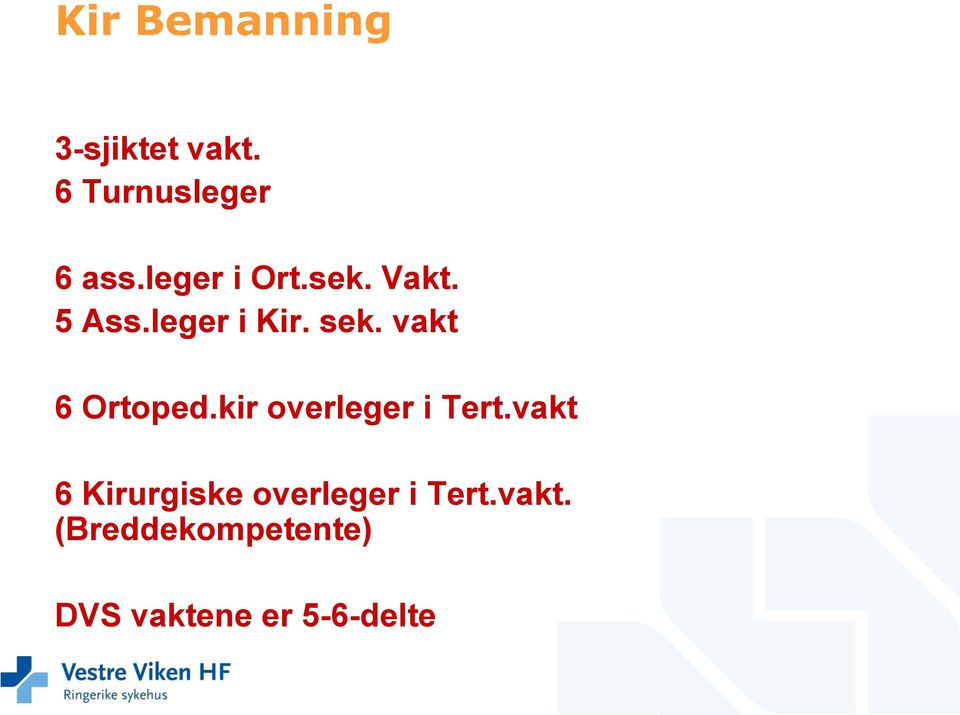 vakt 6 Ortoped.kir overleger i Tert.