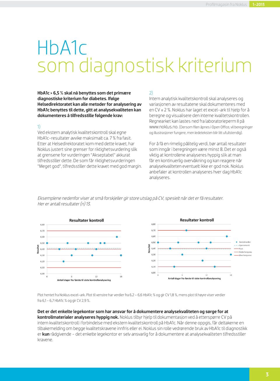 kvalitetskontroll skal egne HbA1c-resultater avvike maksimalt ca. 7 % fra fasit.