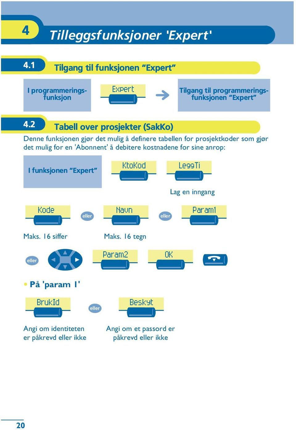 2 Tabell over prosjekter (SakKo) Denne funksjonen gjør det mulig å definere tabellen for prosjektkoder som gjør det mulig for en