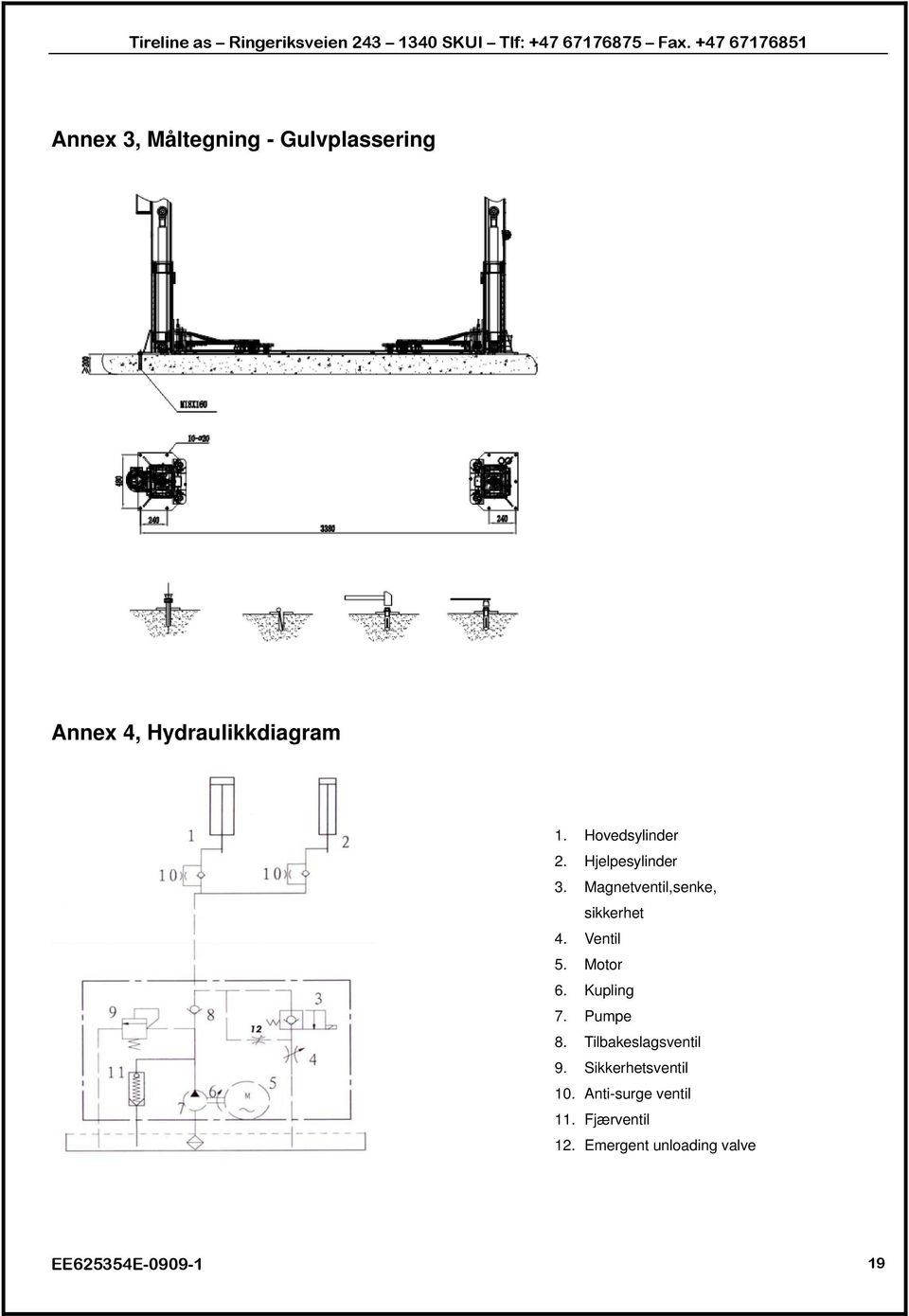 Ventil 5. Motor 6. Kupling 7. Pumpe 8. Tilbakeslagsventil 9.