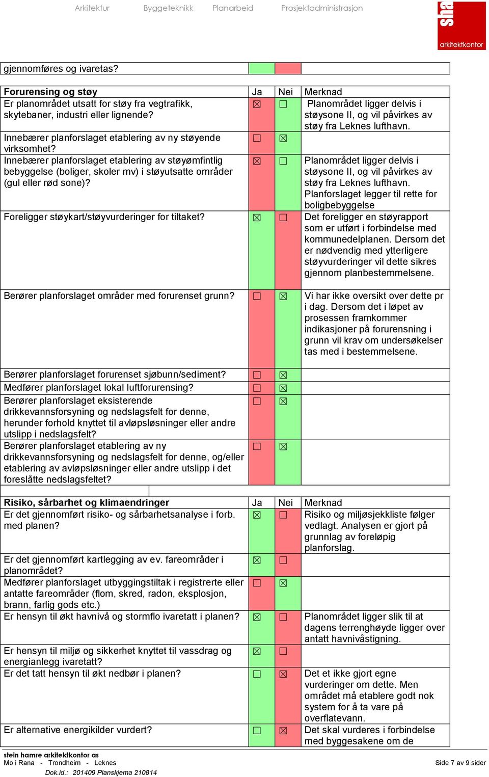 Innebærer planforslaget etablering av støyømfintlig bebyggelse (boliger, skoler mv) i støyutsatte områder (gul eller rød sone)?