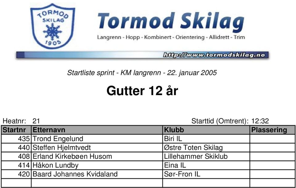 Skilag 408 Erland Kirkebøen Husom Lillehammer Skiklub 414