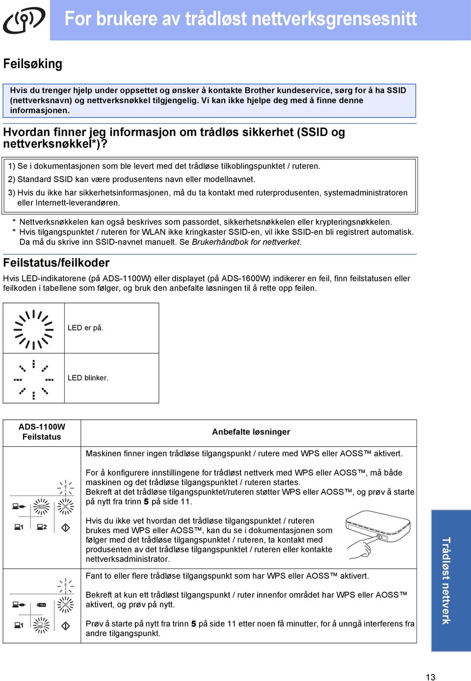 1) Se i dokumentasjonen som ble levert med det trådløse tilkoblingspunktet / ruteren. 2) Standard SSID kan være produsentens navn eller modellnavnet.