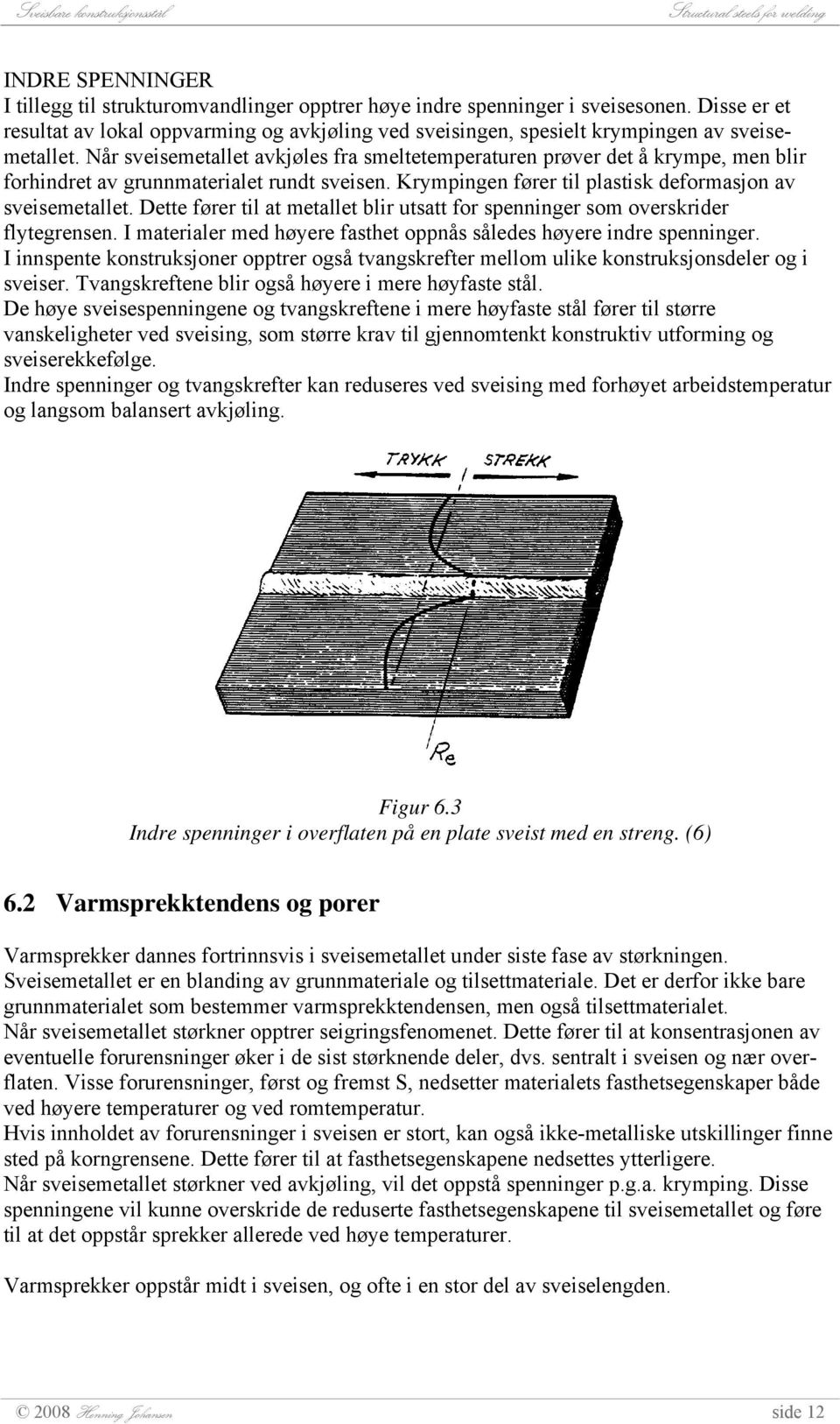 Når sveisemetallet avkjøles fra smeltetemperaturen prøver det å krympe, men blir forhindret av grunnmaterialet rundt sveisen. Krympingen fører til plastisk deformasjon av sveisemetallet.