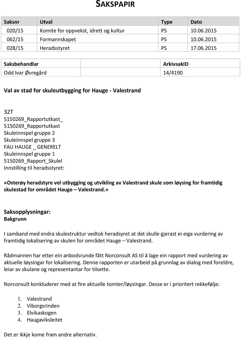 /15 Formannskapet PS 10.06.