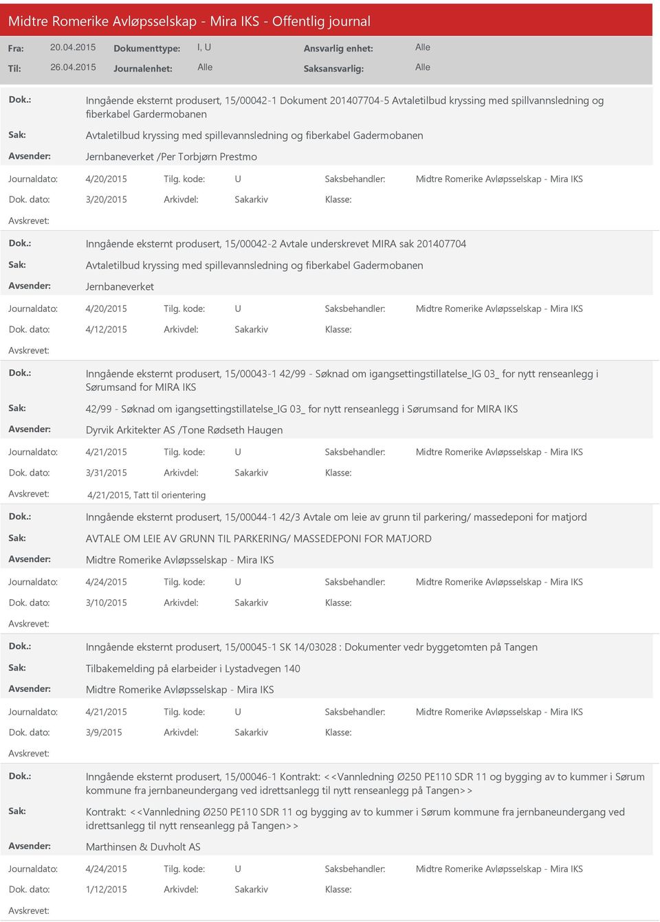 spillevannsledning og fiberkabel Gadermobanen Jernbaneverket 4/12/2015 Inngående eksternt produsert, 15/00043-1 42/99 - Søknad om igangsettingstillatelse_ig 03_ for nytt renseanlegg i Sørumsand for