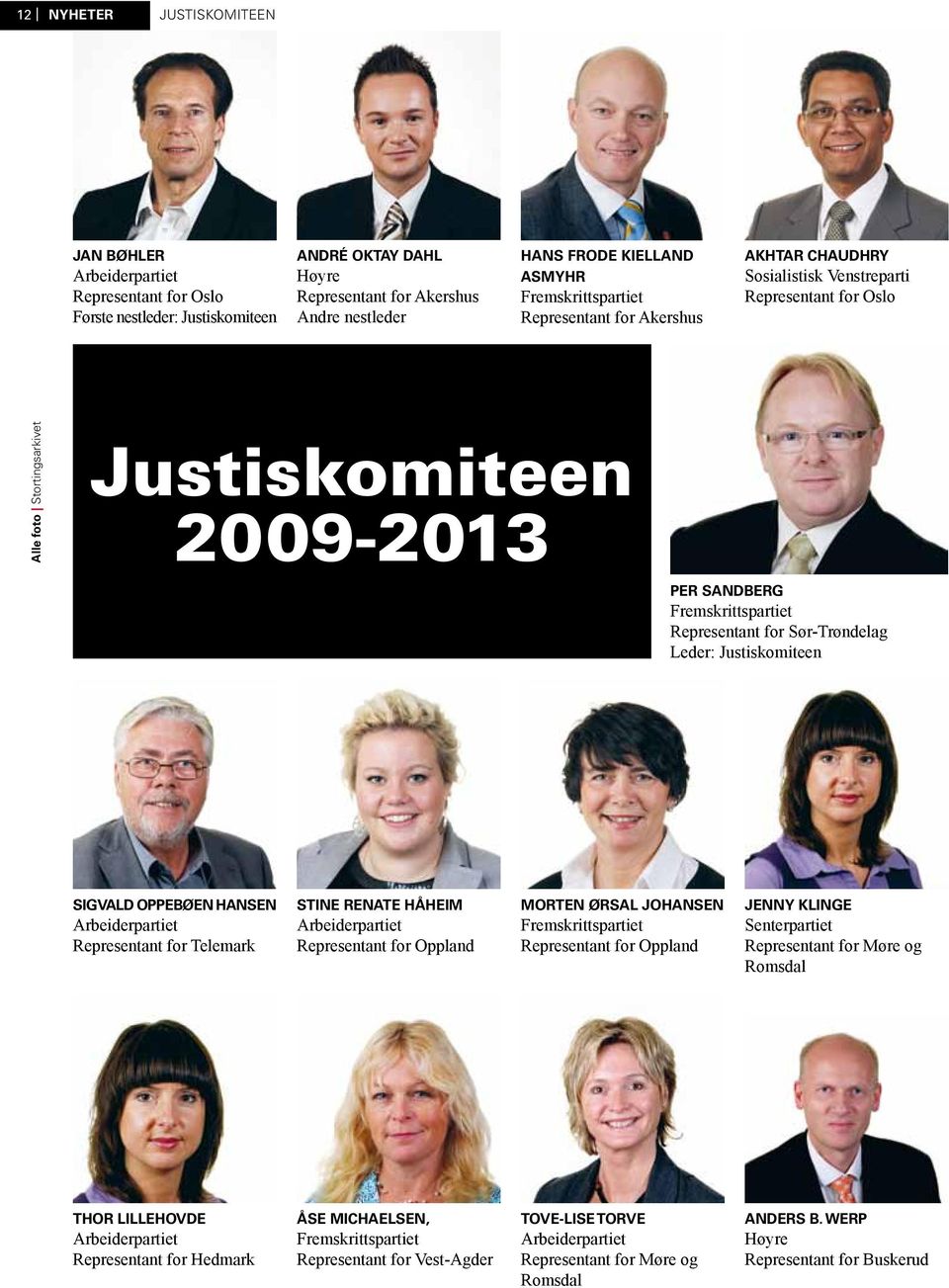 Representant for Sør-Trøndelag Leder: Justiskomiteen Sigvald Oppebøen Hansen Arbeiderpartiet Representant for Telemark Stine Renate Håheim Arbeiderpartiet Representant for Oppland Morten Ørsal